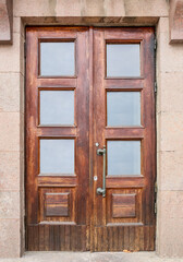 Building with retro wooden doors