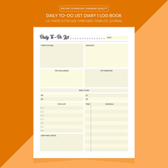Daily To-Do List Diary Journal | Daily To-Do Notebook Printable Template