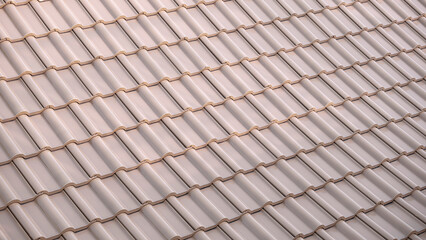 Gray ceramic tile roof background in high angle and perspective side view