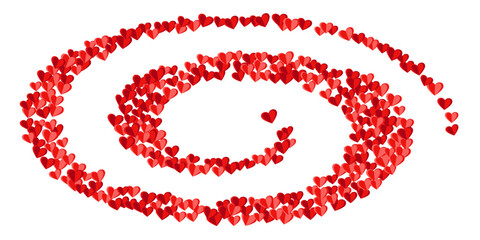 Origami red heart shapes confetti vector background. Holiday celebration decor. Greeting card