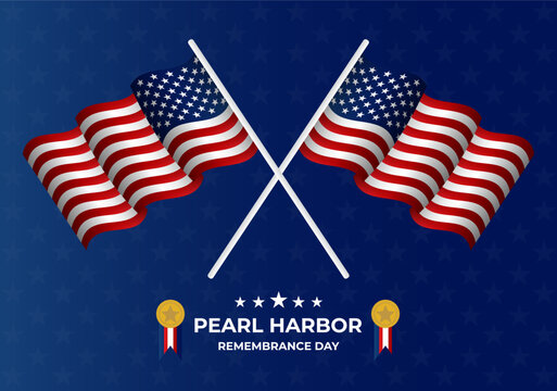 National Pearl Harbor Remembrance Day. December 7th. Template for flyer, social media post, card, poster, etc. EPS10 Vector Illustration
