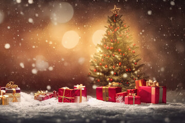 Obraz premium Merry Christmas, gift card, background with Christmas toys, xmas, Happy Ney Year, luxury