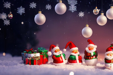 Fototapeta na wymiar Merry Christmas, gift card, background with Christmas toys, xmas, Happy Ney Year, luxury