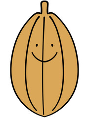 顔つき　笑顔のカカオの実のイラスト素材