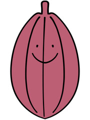 	顔つき　笑顔のルビーカカオの実のイラスト素材