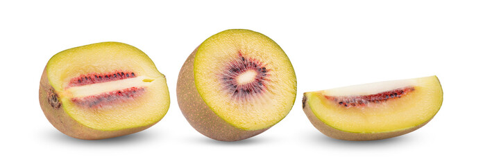 Slice red kiwi fruit isolated on transparent png