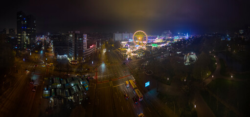 Fototapeta na wymiar Fair Hamburg at night , winter rainy, cloudy