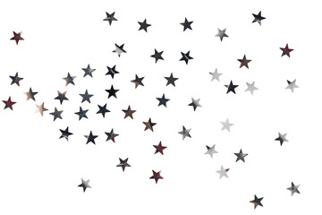 confetti in the form of stars made of metal foil, isolated
