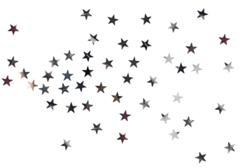confetti in the form of stars made of metal foil, isolated