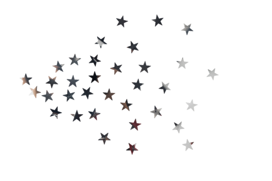 confetti in the form of stars made of metal foil, isolated