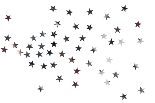 confetti in the form of stars made of metal foil, isolated