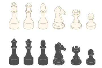 Chess pieces set. Isolated on white background.