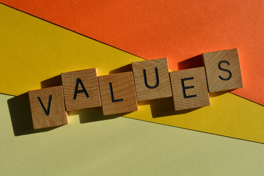 Values, word as banner headline