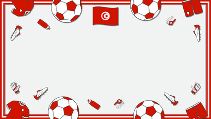 Football Background Design Template. Football Cartoon Vector Illustration. Championship In Tunisia