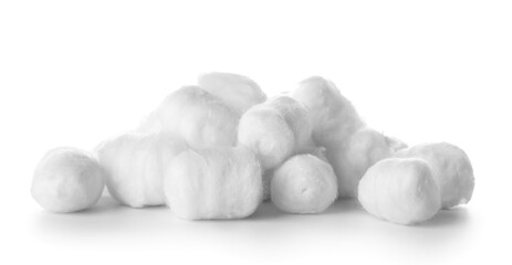 Fototapeta na wymiar Soft cotton balls on white background