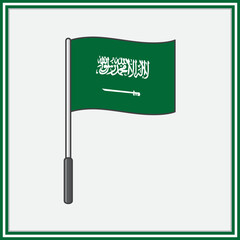 Saudi Arabia Flag Cartoon Vector Illustration. Flag of Saudi Arabia Flat Icon Outline