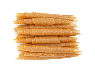 Heap of apple pastilles on white background