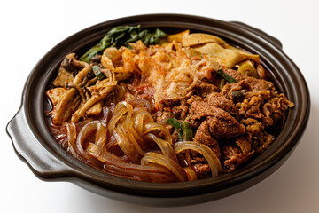 Spicy Hot Pot on white background