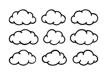 Set of doodle clouds. Hand-drawn vector illustration