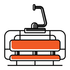 Chairlift back view  vector color omission icon design, Winter Season Element symbol, Snowboarding Equipment Sign, extreme sports stock illustration, Aerial lift Concept