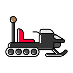 Ski-Doo or snowmachine vector color omission icon design, Winter Season Element symbol, Snowboarding Equipment Sign, extreme sports stock illustration, Snowmobile or Snow Scooter Concept