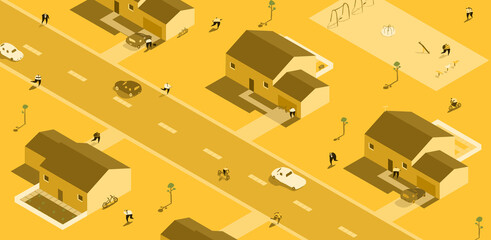 Illustration of Suburban Life