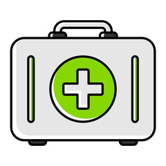 First Aid Box vector color omission icon design, Winter Season Element symbol, Snowboarding Equipment Sign, extreme sports stock illustration, Medical Emergency Kit Concept