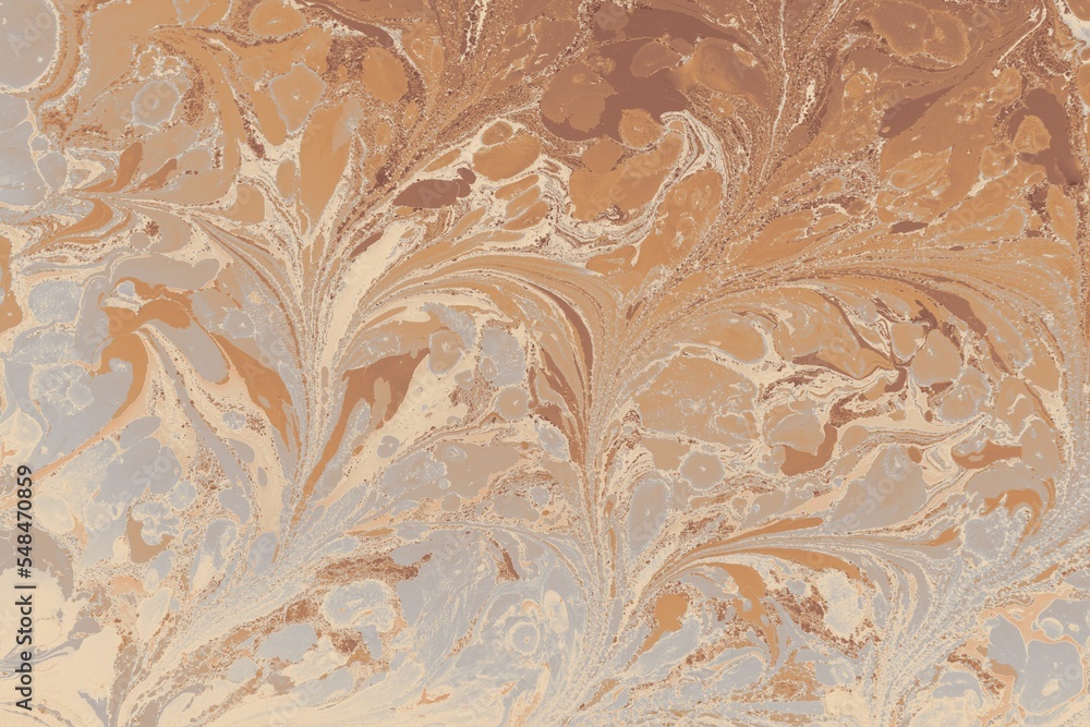 Poster ebru marble effect with floral pattern design for print