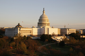 Fototapeta premium Congress building in the sunset 