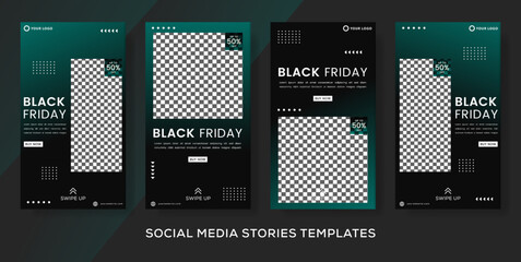 Fashion sale black friday banner template for stories post. premium vector