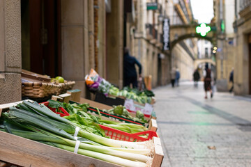 Naklejka premium Vegetable shop in the Old Town of Donostia-San Sebastian