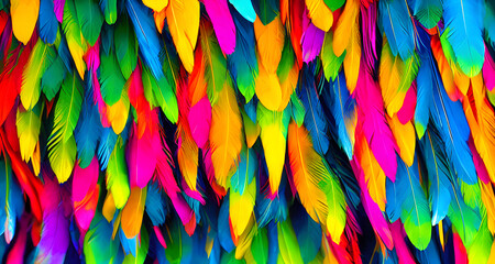 Digital Illustration Colourful Feathers Background Pattern