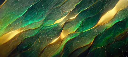 Fototapety  Vibrant green and gold colors abstract wallpaper design