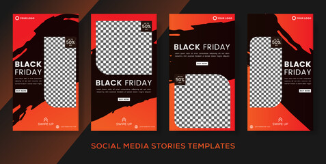 Black friday banner template flyer stories post. premium vector