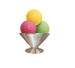 glace, 3 boules, coupe, sorbet, frais, dessert, sucré, crème glacée, délicieux, parfum, pistache, fraise,  fruit de la passion