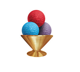 glace, 3 boules, coupe, sorbet, frais, dessert, sucré, crème glacée, délicieux, parfum, curaçao, myrtille, groseille