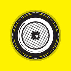 Acoustic Speaker Subwoofer. Retro flat style vector illustration. Contrast Graphic Design