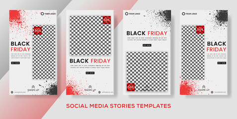 Fashion sale black friday banner template stories post. premium vector