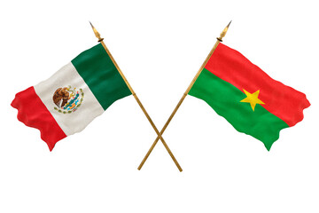 Background for designers. National Day. 3D model National flags  of People's Republic of Mexico and Burkina Faso