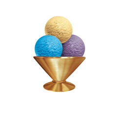 glace, 3 boules, coupe, sorbet, frais, dessert, sucré, crème glacée, délicieux, parfum, myrtille, vanille, curaçao, bleu