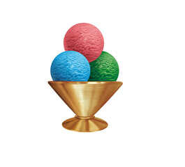 glace, 3 boules, coupe, sorbet, frais, dessert, sucré, crème glacée, délicieux, parfum, fraise, framboise, menthe, curaçao, bleu