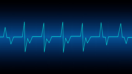Vector illustration of a cardiogram. Blue background with a heartbeat line. Medicine, pulse, electrocardiogram, heart rate.
