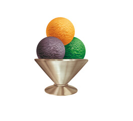 glace, 3 boules, coupe, sorbet, frais, dessert, sucré, crème glacée, délicieux, parfum, orange, myrtille, menthe