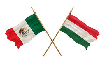 Background for designers. National Day. 3D model National flags  of People's Republic of Mexico and Hungary