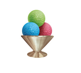 glace, 3 boules, coupe, sorbet, frais, dessert, sucré, crème glacée, délicieux, parfum, fraise, framboise, pistache,  curaçao, bleu