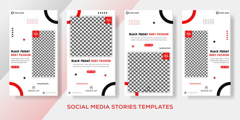 black friday flyer kids baby fashion sale banner stories post. premium vector