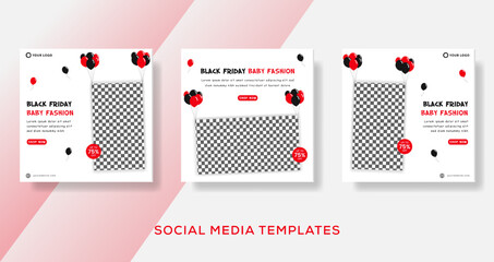 Fashion kids sale black friday banner template post. premium vector