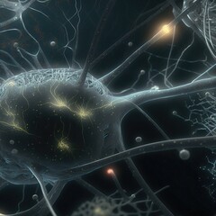 Illustration about neurons. Made by AI.
