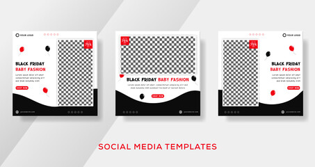 Baby banner template instagram post for balck friday sale. premium vector