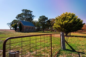 Little stone church in rural Australia